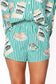 QUEEN OF SPARKLES Green & White Stripe Café Du Monde Icon Button Up Shorts