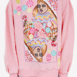 QUEEN OF SPARKLES Christmas Pink Candyland Logo Sweatshirt